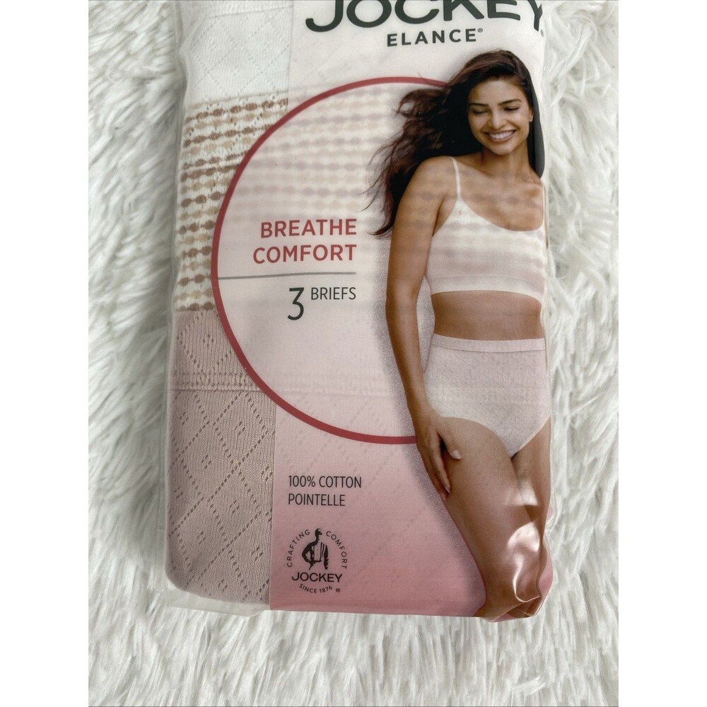 Jockey Elance Briefs Panties Women's 100% Cotton Pointelle Breathe 3 Pack Pink - Picture 4 of 10